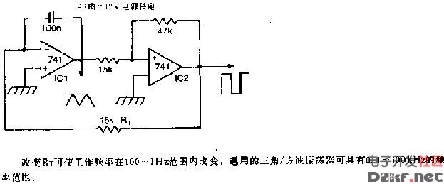 简易三角方波振荡器电路图